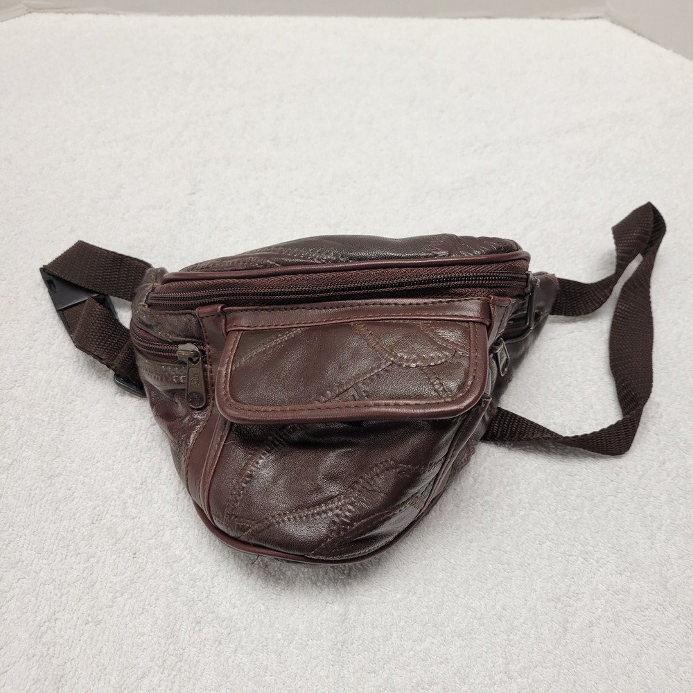 4 Pocket brown leather Fanny Pack